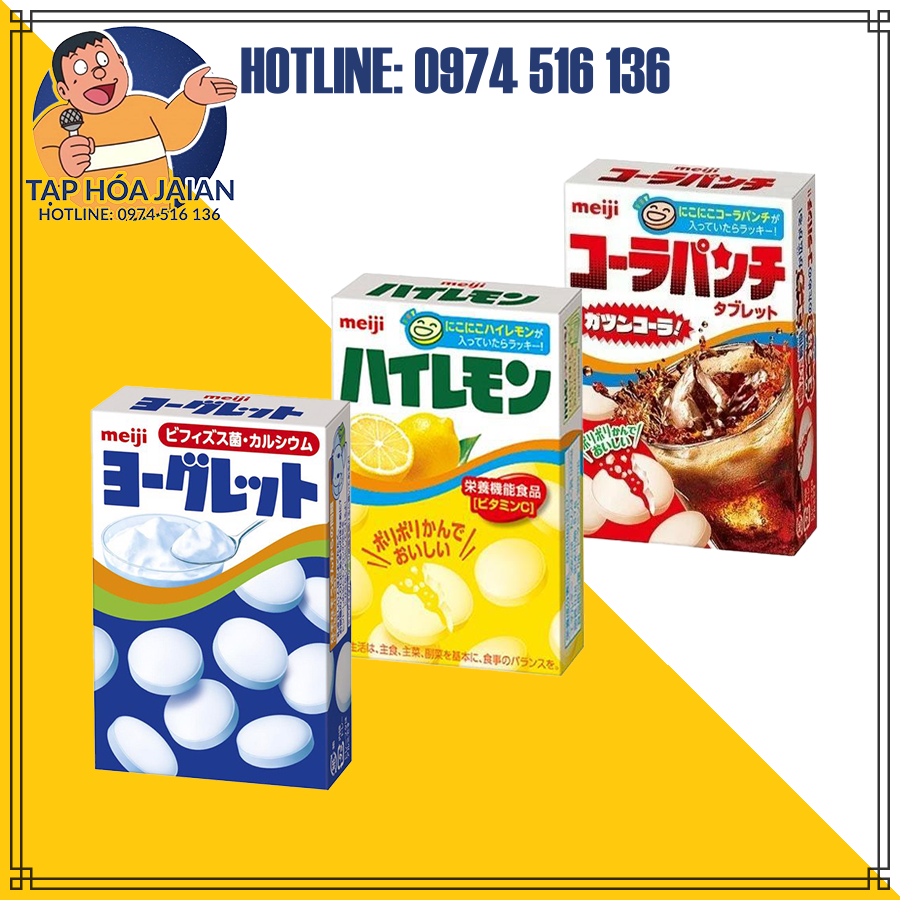 Kẹo sữa chua khô meji cho bé 18viên - hàng nội địa nhật 100%