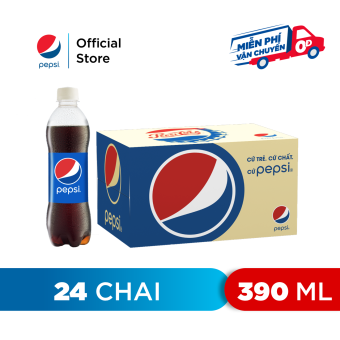 Thùng 24 Chai Nước Ngọt Có Gaz Pepsi (390ml/chai)