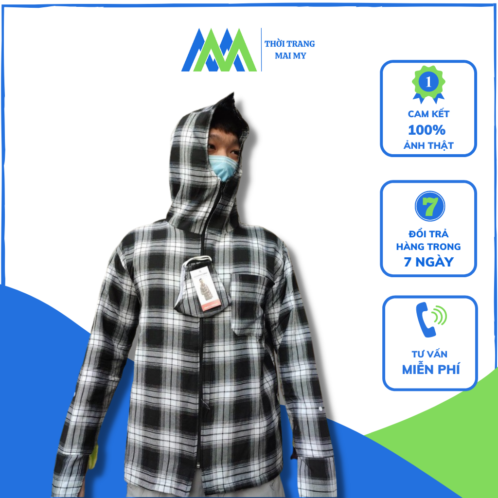 Áo chống nắng kẻ nam 2 lớp dày đẹp