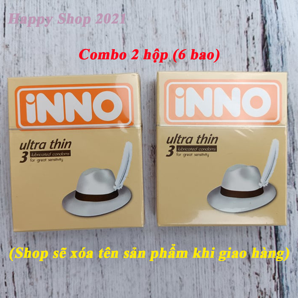 Combo 2 hộp bao cao su INNO Ultrathin hộp 3 bao - bao cao su siêu mỏng