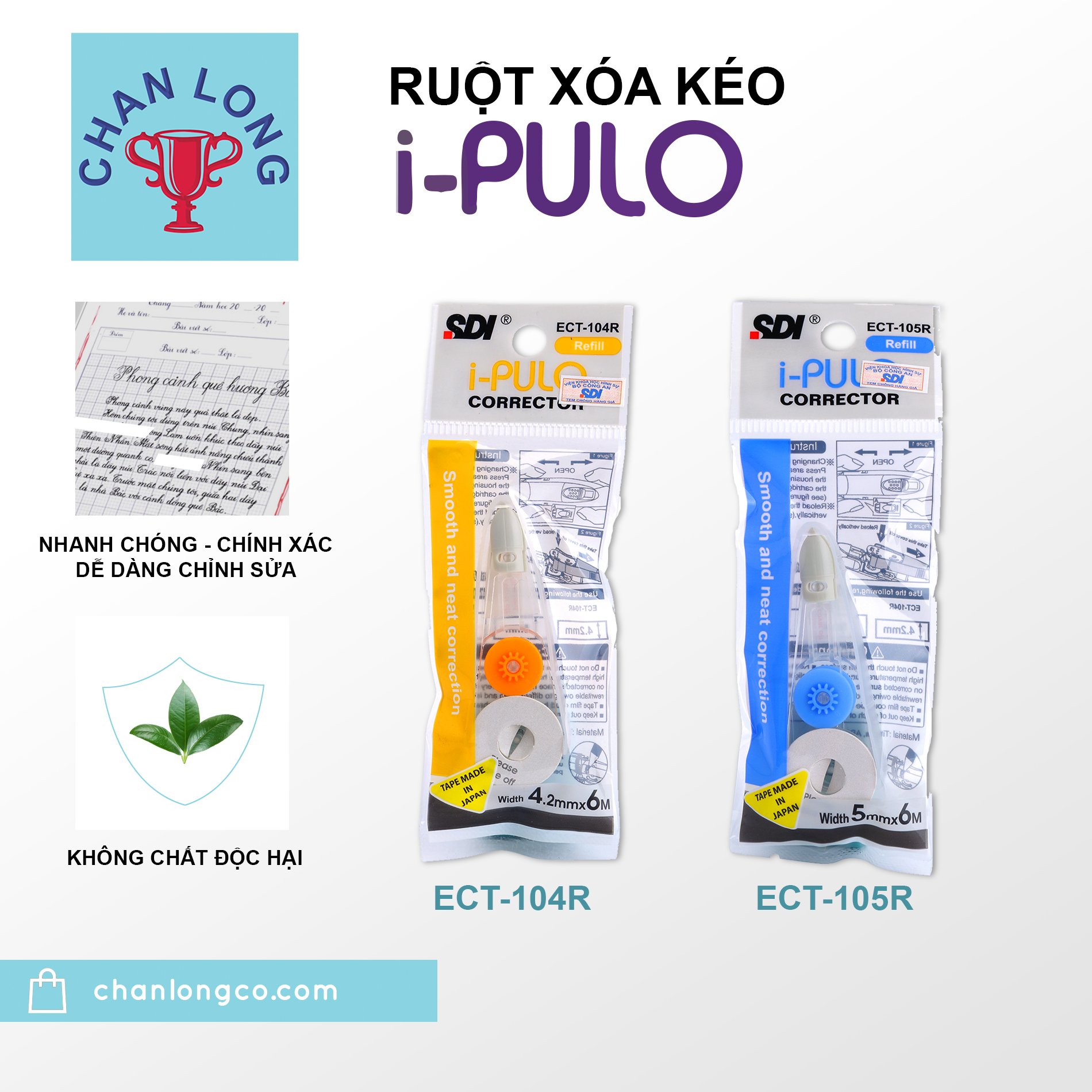 Ruột bút xóa ,ruột xóa kéo chính hãng sdi ect-104/105 ,ect-105,che phủ tốt,mượt mà,trơn tru