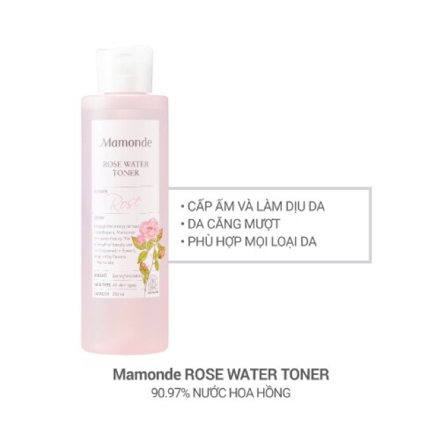 Nước Hoa Hồng Siêu Dưỡng Ẩm Mamonde Rose Water Toner 250ml