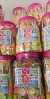 kẹo dẻo xiên que hình tròn 4 bánh -hủ 30 que