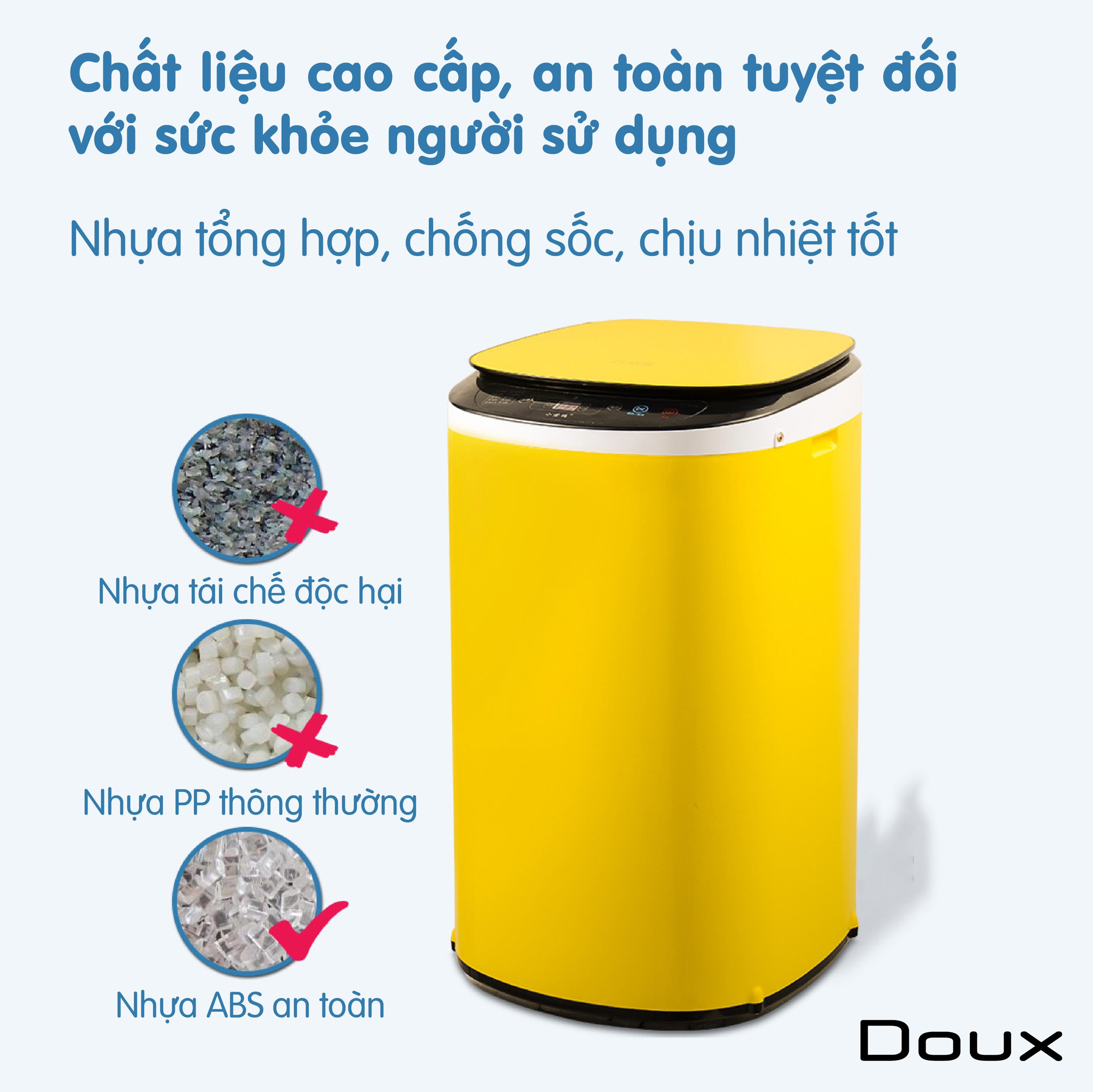 Máy giặt mini tự động doux dx - 1323, có đèn diệt khuẩn uv, có tính năng giặt đồ cho em bé tối ưu (