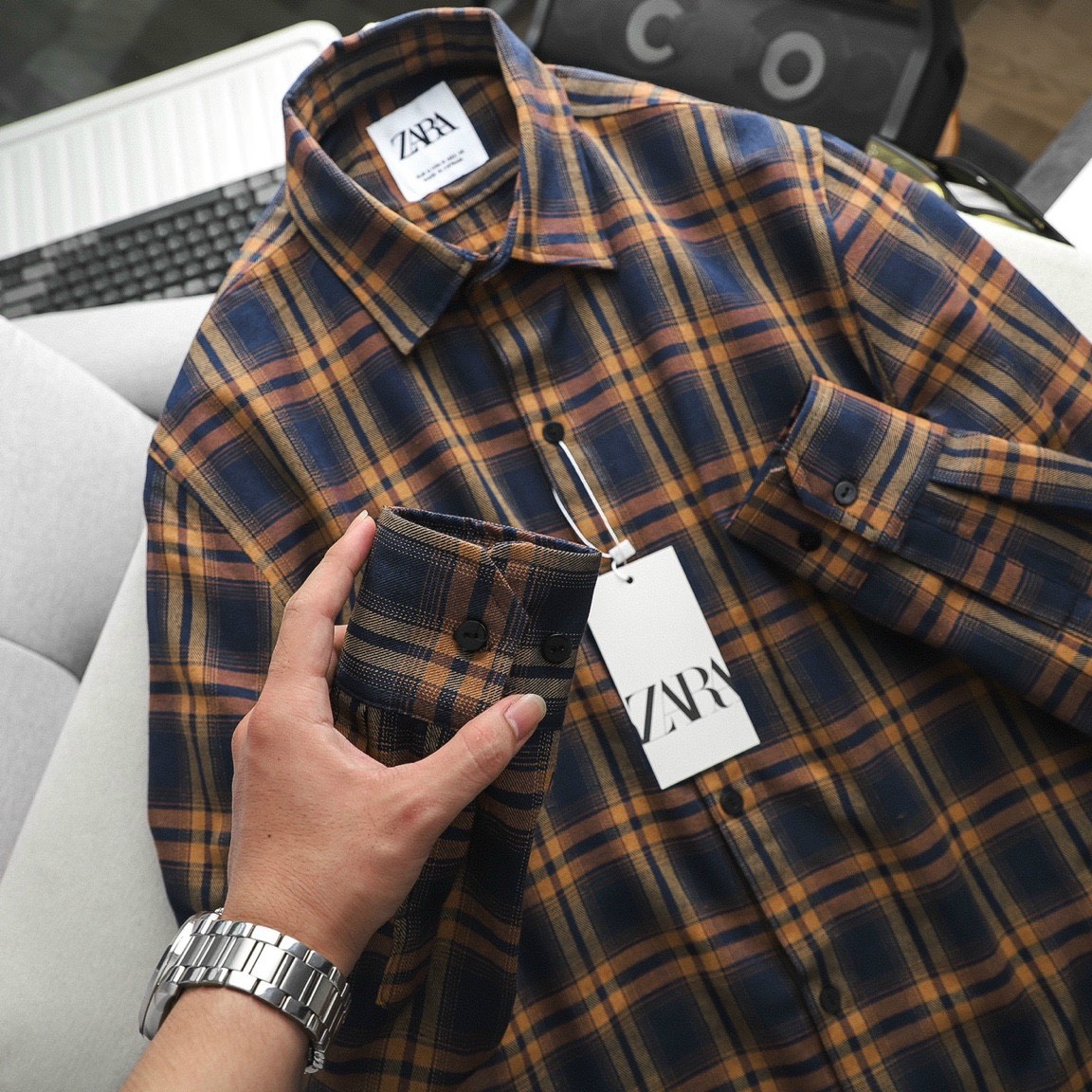 Vnxk - áo sơ mi caro z.r vải flannel nhiều màu - sơ mi dạ kẻ sọc - lastore menswear