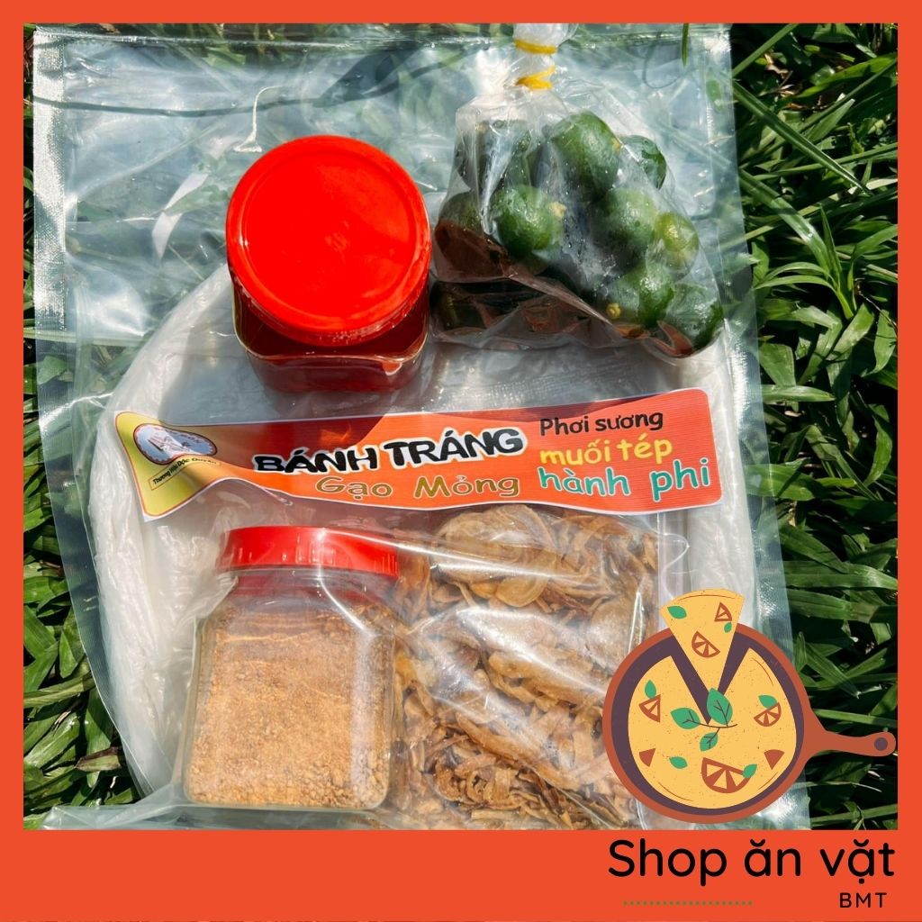 Set bánh tráng phơi sương gạo mỏng muối nhuyễn sate tắc hành phi siêu ngon [đồ ăn vặt HOT nhất hiện nay] - 14020009