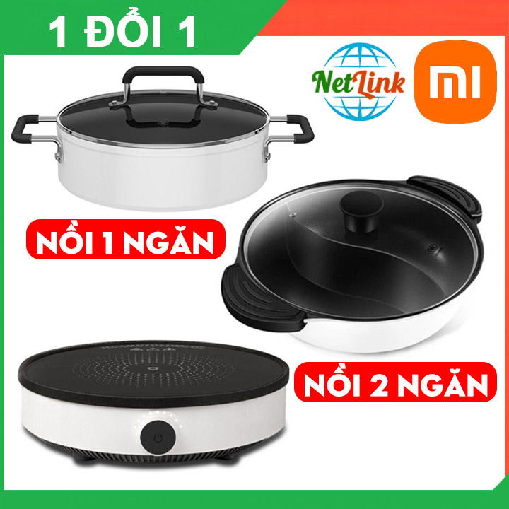 Combo Bếp từ đa năng + Nồi lẩu Xiaomi Mijia, công suất 2200W, 9 mức độ điều chỉnh nhiệt độ, núm xoay sử dụng dễ dàng, bếp lẩu, nồi nấu lẩu đa năng sang trọng, siêu an toàn