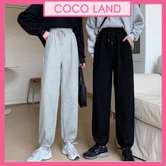 Quần nỉ jogger nữ trơn - quần nỉ ống bom unisex 2 màu siêu hot BOOM Unisex ulzzang cạp chun dáng rộng