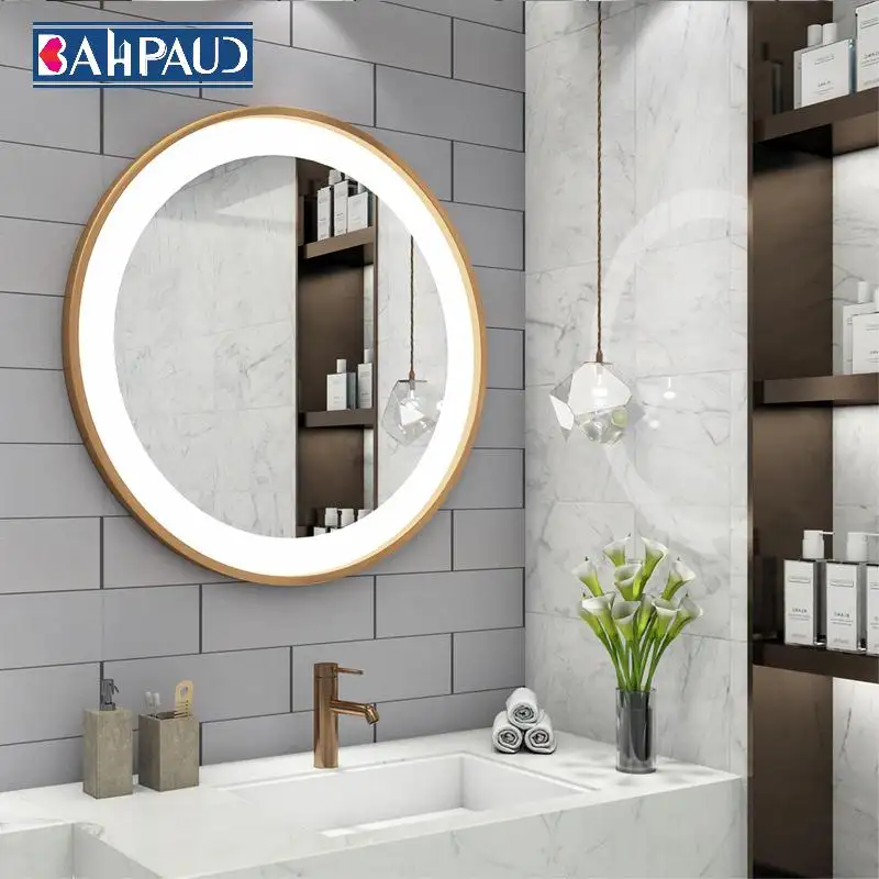 Bahpaud Simple Bathroom Led With Light Round Mirror Wall Hanging Metal Round Wall Hanging Mirror Household Toilet Vanity Mirror Lazada Singapore