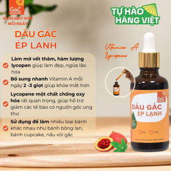 Dầu gấc ép lạnh nguyên chất Gấc Garden 50ml