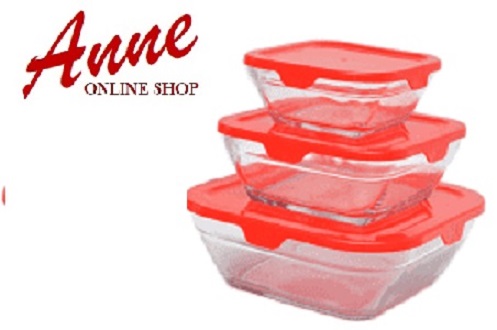 Bộ 3 thố thủy tinh vuông đa năng cao cấp - hàng khuyến mãi coca cola