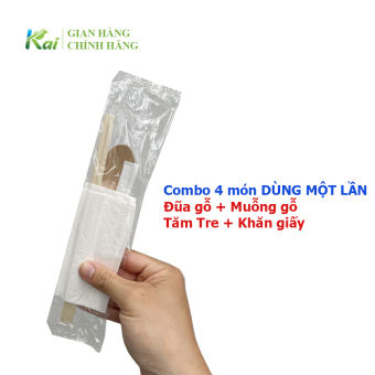 50 bộ ĐỒ ĂN DÙNG 1 LẦN gồm ĐŨA GỖ, MUỖNG (THÌA) GỖ, TĂM TRE VÀ KHĂN GIẤY, sạch sẽ, an toàn vệ sinh thực phẩm, GIÁ SỈ