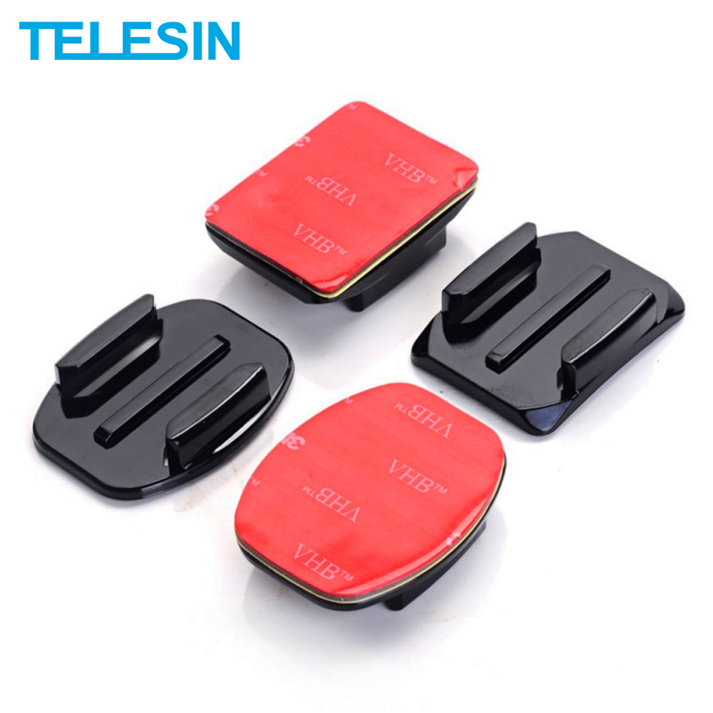 Telesin 2 chiếc đế gắn phẳng + đế gắn cong đế gắn camera cho gopro hero 10 9 8 7 6 5 4 insta360 osmo action camera