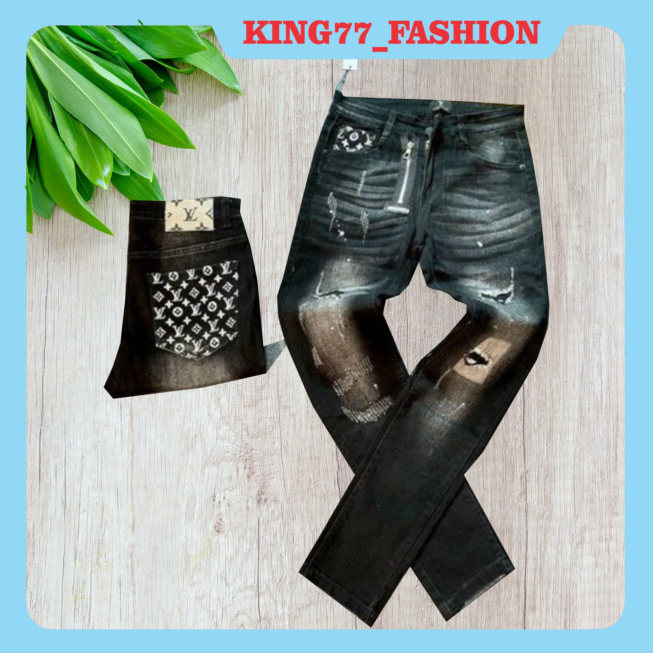 Quần jean nam cao cấp đen trơn KING77_FASHION chất bò vải dày co dãn thiết kế hiện đại trẻ trung, cá tính ,mẫu mới nhất giá rẻ