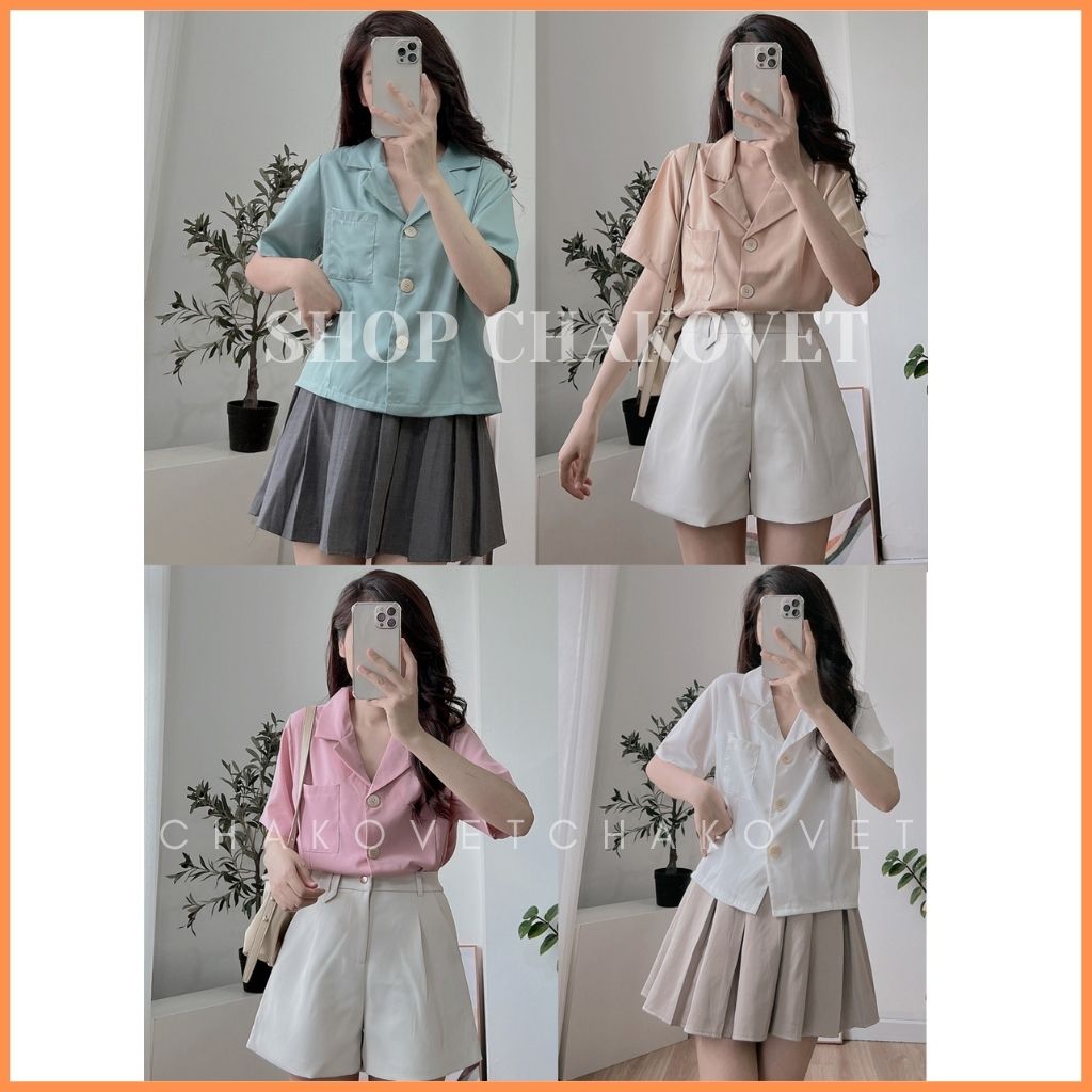 Áo vest blazer nữ ngắn A.8312 kiểu áo khoác blazer nữ cộc tay 1 lớp công sở cao cấp hàn quốc trẻ trung cá tính - CHAKOVET