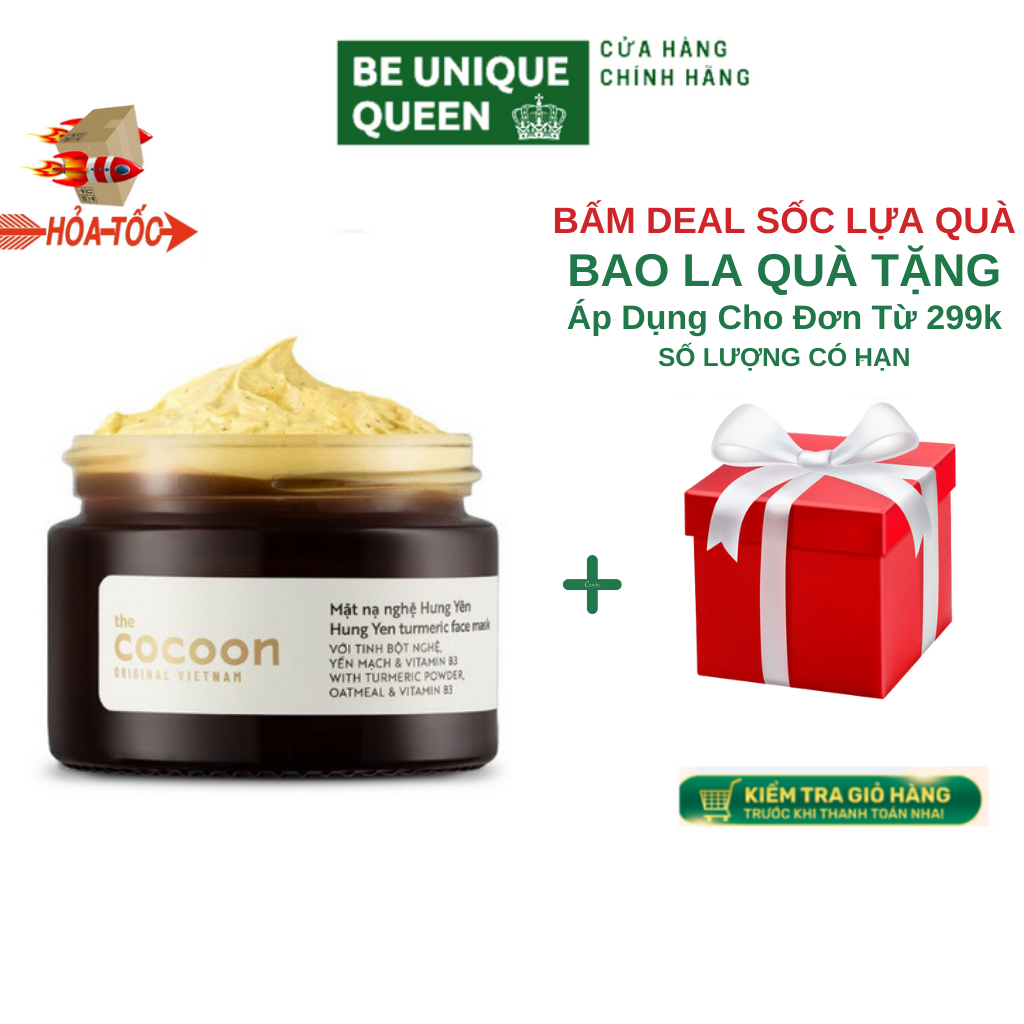 Mặt nạ rửa chống lão hóa mờ thâm sáng da chiết xuất nghệ hưng yên cocoon 30ml / 100ml