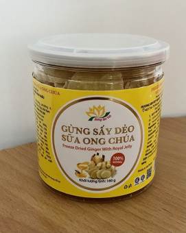 Gừng sấy dẻo sữa ong chúa-hũ 160g-Hương Sen Việt