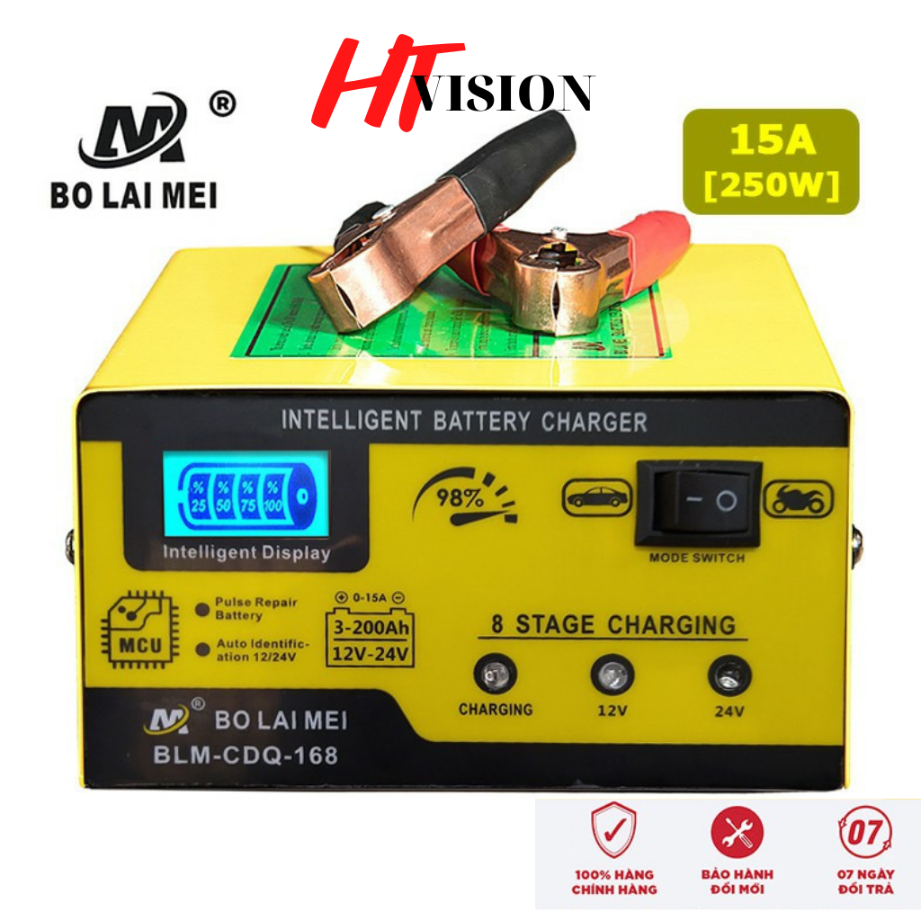 Bộ sạc ắc quy 12v/24v 3AH - 200ah BT-168 máy sạc bình xe máy ôtô xe tải thông minh tự động ngắt khi đầy điều chỉnh dòng