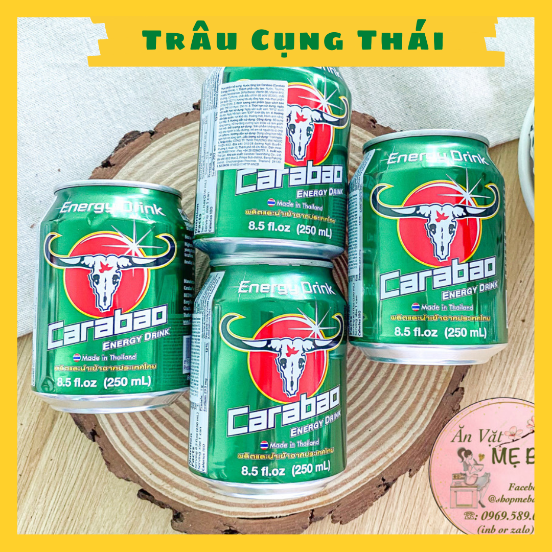 Lốc 6 lon nước tăng lực trâu cụng 250ml - nhập khẩu carabao thái lan - shop mẹ bắp