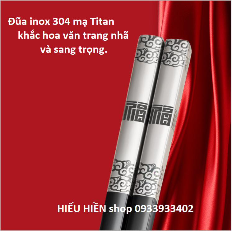 [HCM]Set 2 đôi Đũa INOX 304 Mạ TiTan Vàng- Xám Đũa INOX CHỐNG TRƯỢT PHONG CÁCH NHẬT HÀN - Đũa Cao Cấp Hoa  Văn Sang Trọng.