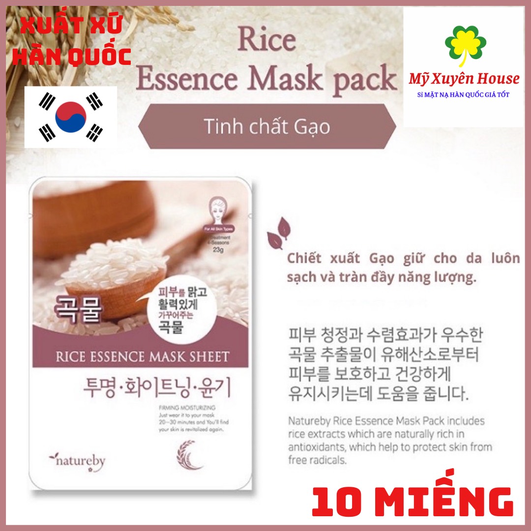 Mặt nạ natureby gạo hàn quốc chính hãng 10 miếng