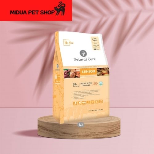 1kg thức ăn hữu cơ natural core cho chó già thịt vịt