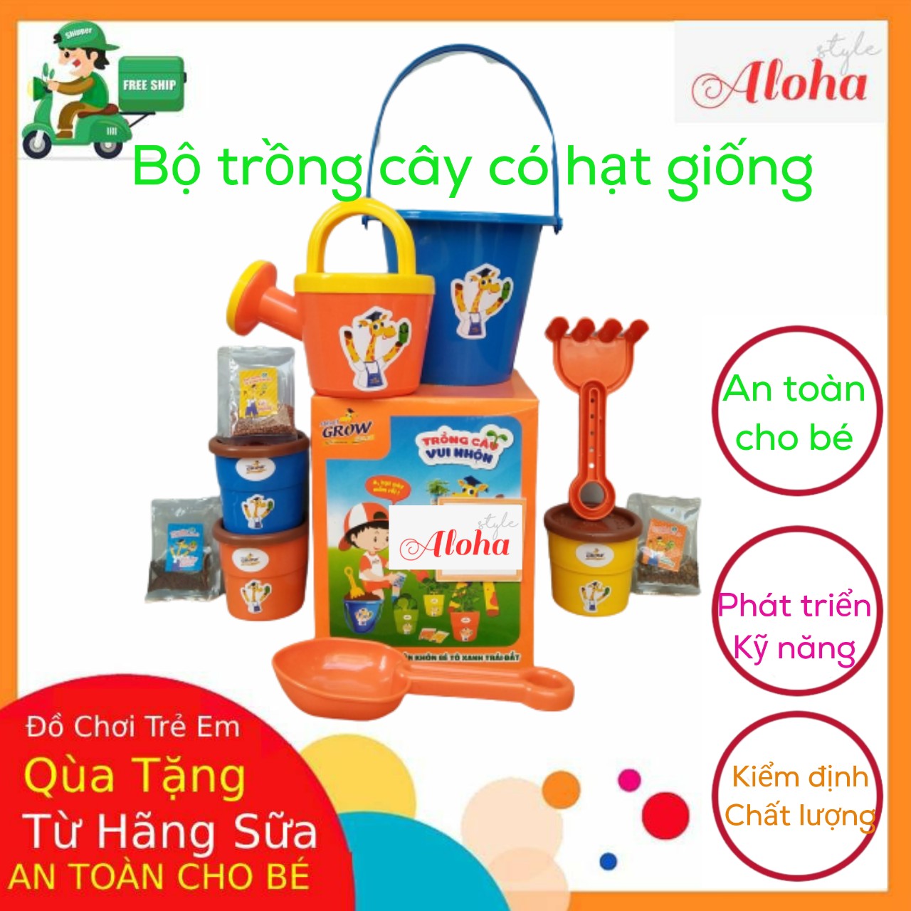 Bộ đồ chơi trồng cây có hạt giống cho bé quà tặng Abbott Grow- Đồ chơi cho bé - ALOHA STORE