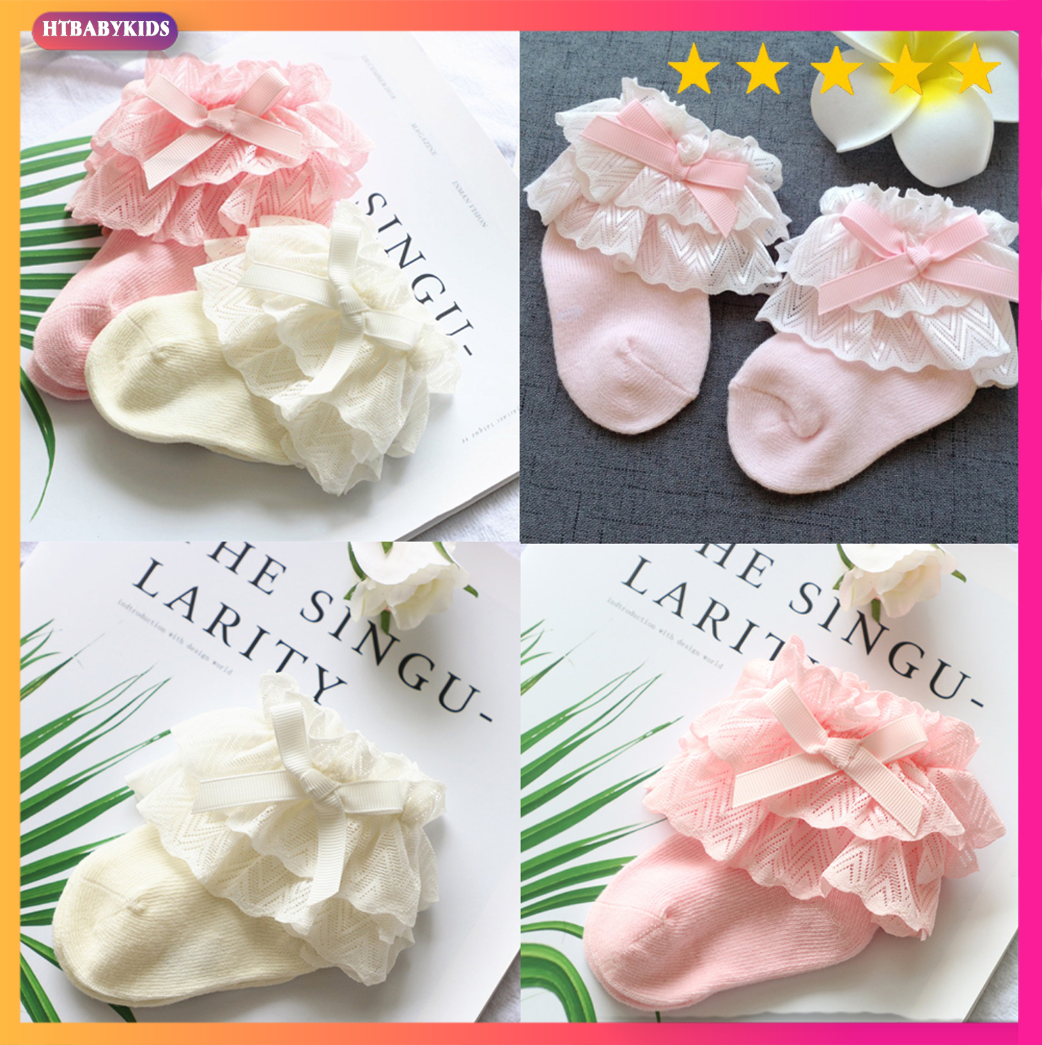 Vớ Tất Tiểu Thư Cho Bé Gái - Tất Cho Bé Sơ Sinh Phối Ren Nơ