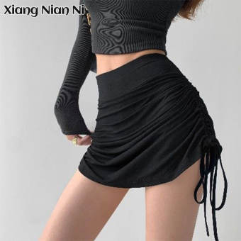 XIANG NIAN NI Chân Váy Dây Rút Cho Nữ Chân Váy Quấn Hông Chữ A Cạp Cao Dáng Ôm