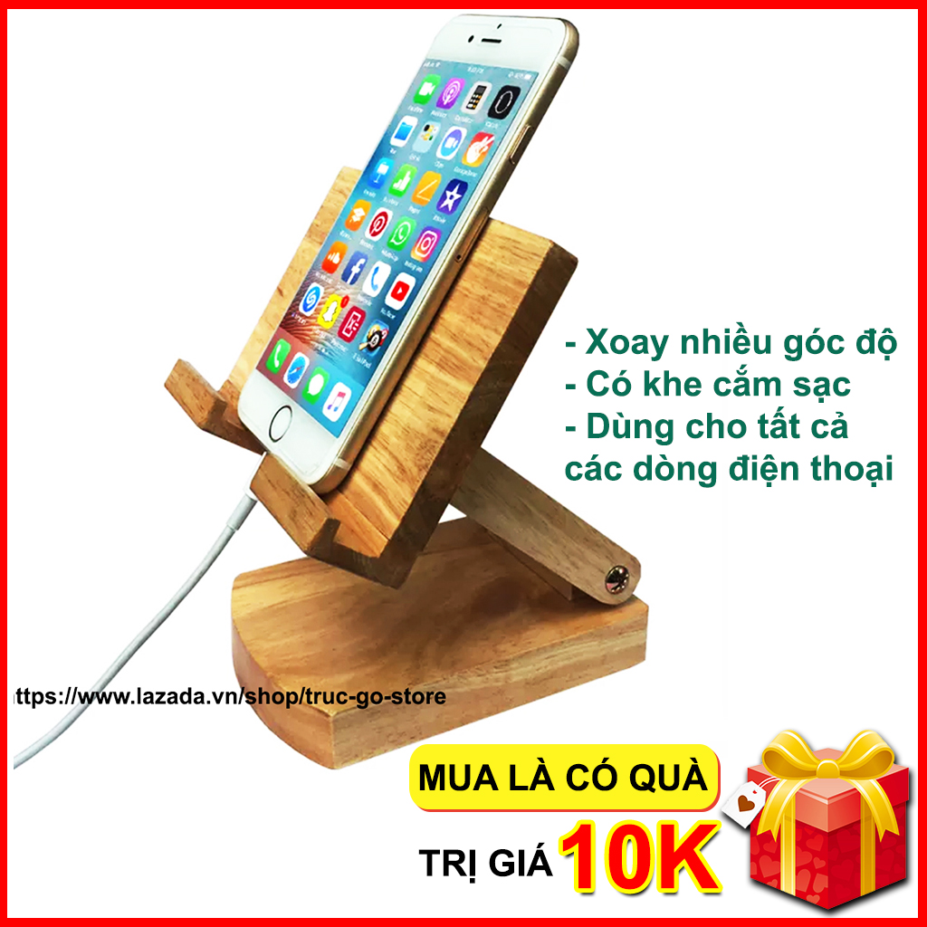 Giá đỡ điện thoại, kệ điện thoại bằng gỗ dễ dàng gấp gọn, hàng cao cấp - LOẠI LỚN