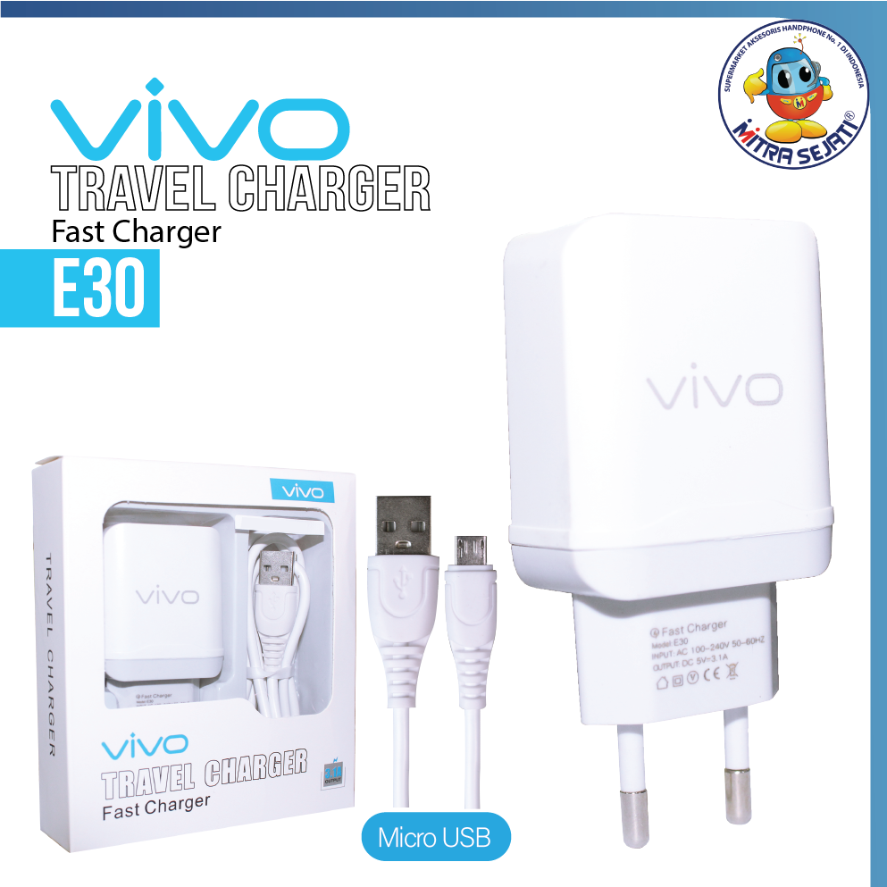 Charger Smart E30 3.1A Micro Vivo Branded-ATCMICE30SMVI