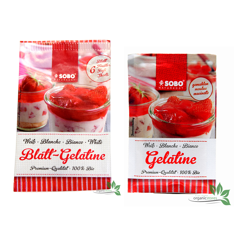 Gelatine hữu cơ dạng lá 10gr /Dạng bột 9gr- Sobo