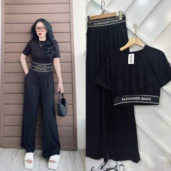 Set đồ bộ nữ đồ ngủ tay ngắn quần dài ống rộng mặc ở nhà đi chơi