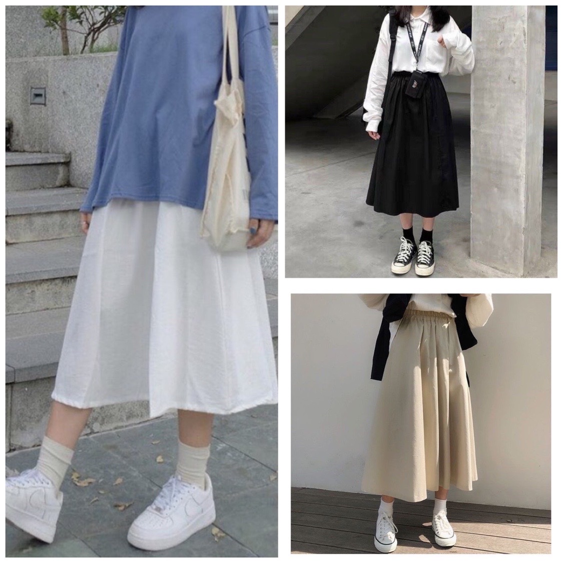 Chân váy dài ulzzang phong cách hàn quốc,Váy Voan dạng dài 2 lớp, Chân váy dạng xòe