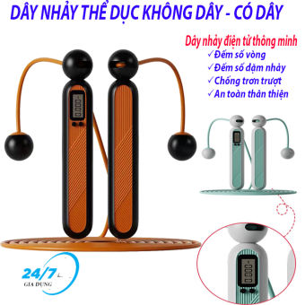 Dây Nhảy Đếm Số, Dây Nhảy Không Dây, Có Dây Tự Động Đếm Số Vòng Nhảy Tích Hợp Đo Calo, Quãng Đường, Chống Trượt, An Toàn Thân Thiện, Dây Nhảy Điện Tử Thông Minh, Dụng Cụ Tập Thể Dục Giảm Cân Hiệu Qủa - Giadungbv247