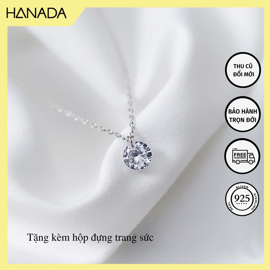 Dây Chuyền Bạc 925 Hanada Vòng Cổ Một Đá Sáng Đơn Giản