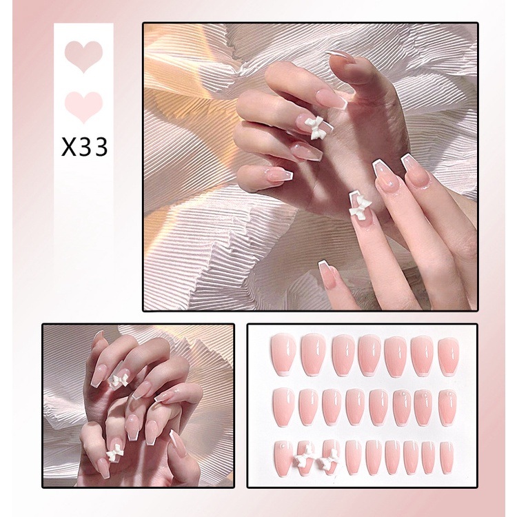 Bộ 24 Móng tay giả , nail giả A161 ,móng nhọn  (kèm keo dán móng tay )