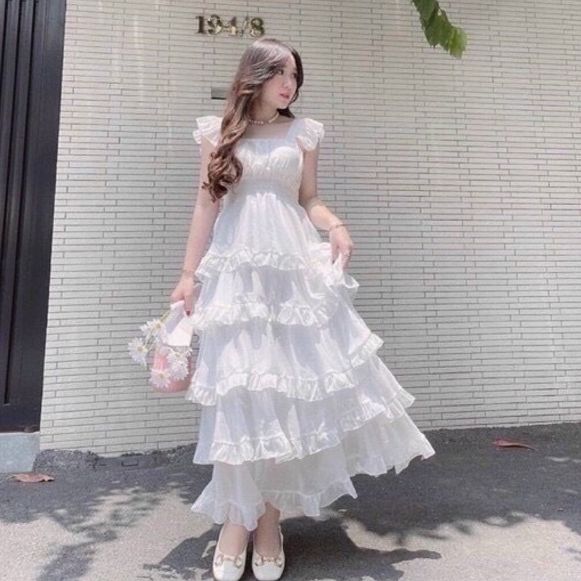 [Hoàn Tiền 25-27/4]đầm nữ dự tiệc 5 tầng, váy 2 dây dáng xòe công chúa baby