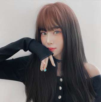 TSE Tóc Giả Dài Thẳng Có Tóc Mái, Tóc Giả Màu Đen Tự Nhiên Dài 50Cm Màu Hồng C8293