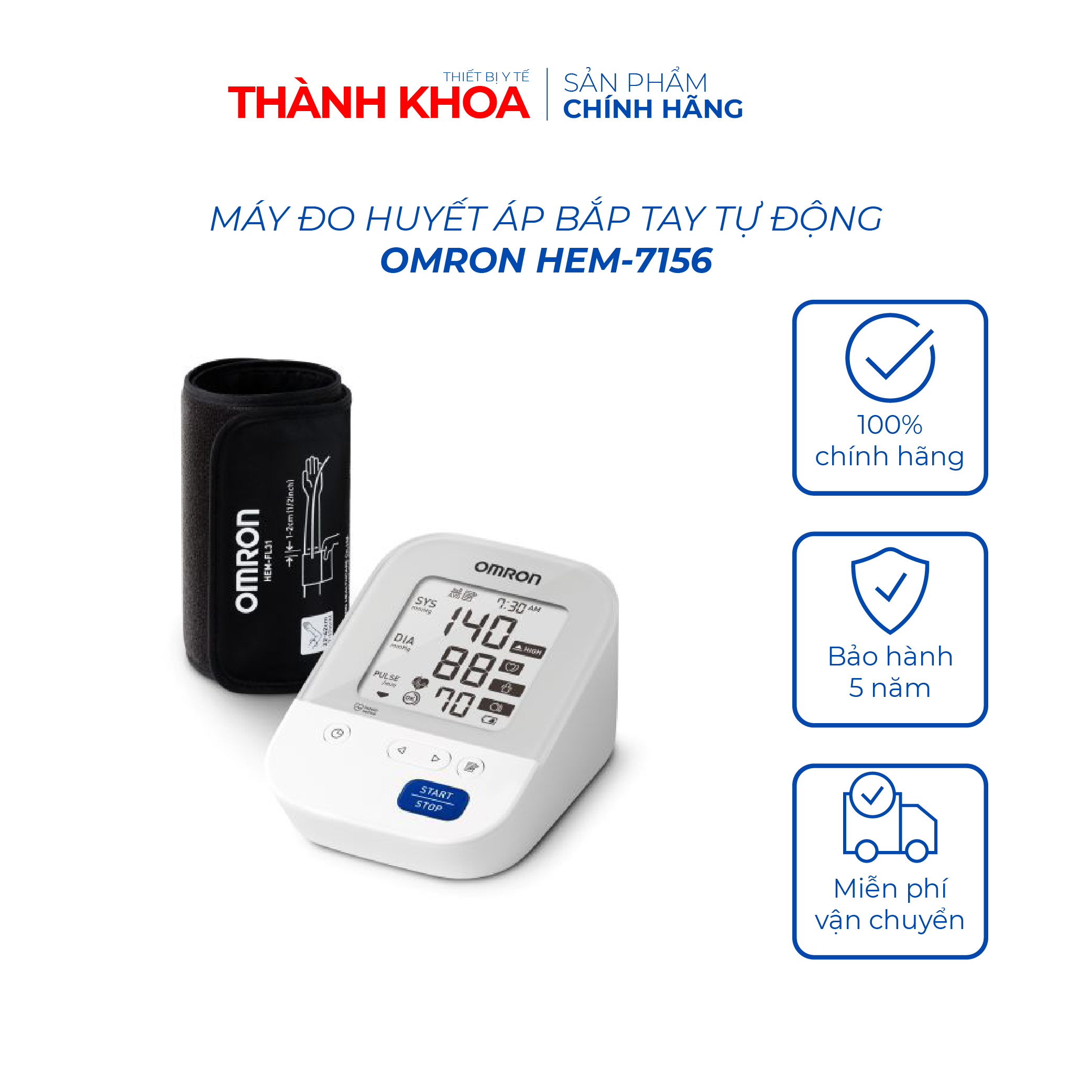 Máy đo huyết áp bắp tay tự động omron hem 7156 - vòng bít xoay 360 độ ôm sát