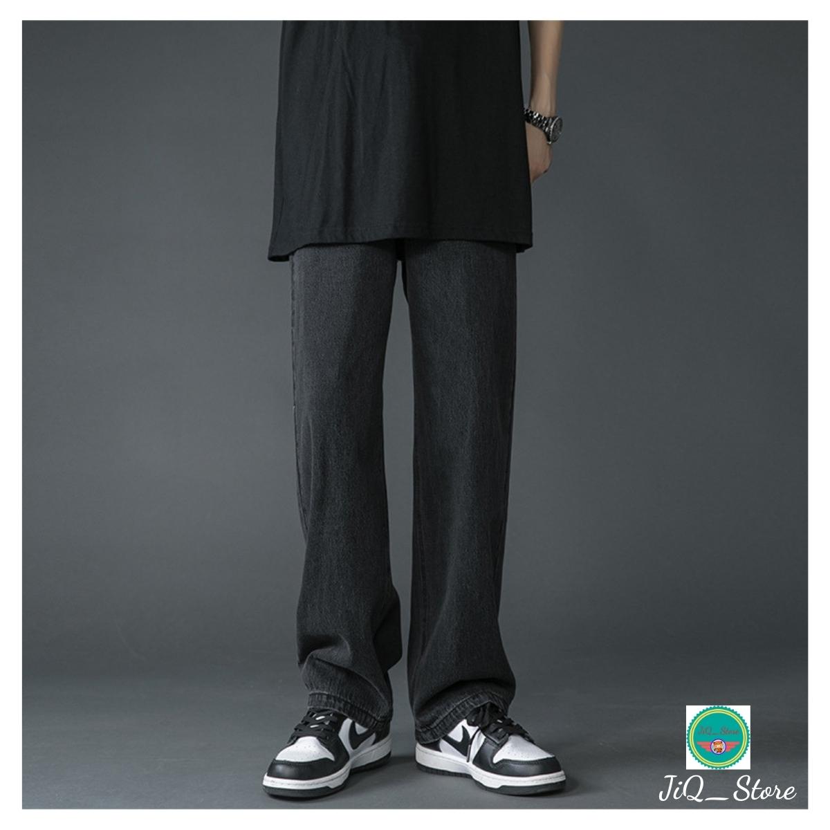 Quần baggy nam ống rộng JiQ_Store, quần jean trơn 2 màu Đen – Trắng phong cách Hàn Quốc 2022 size S đến XXL