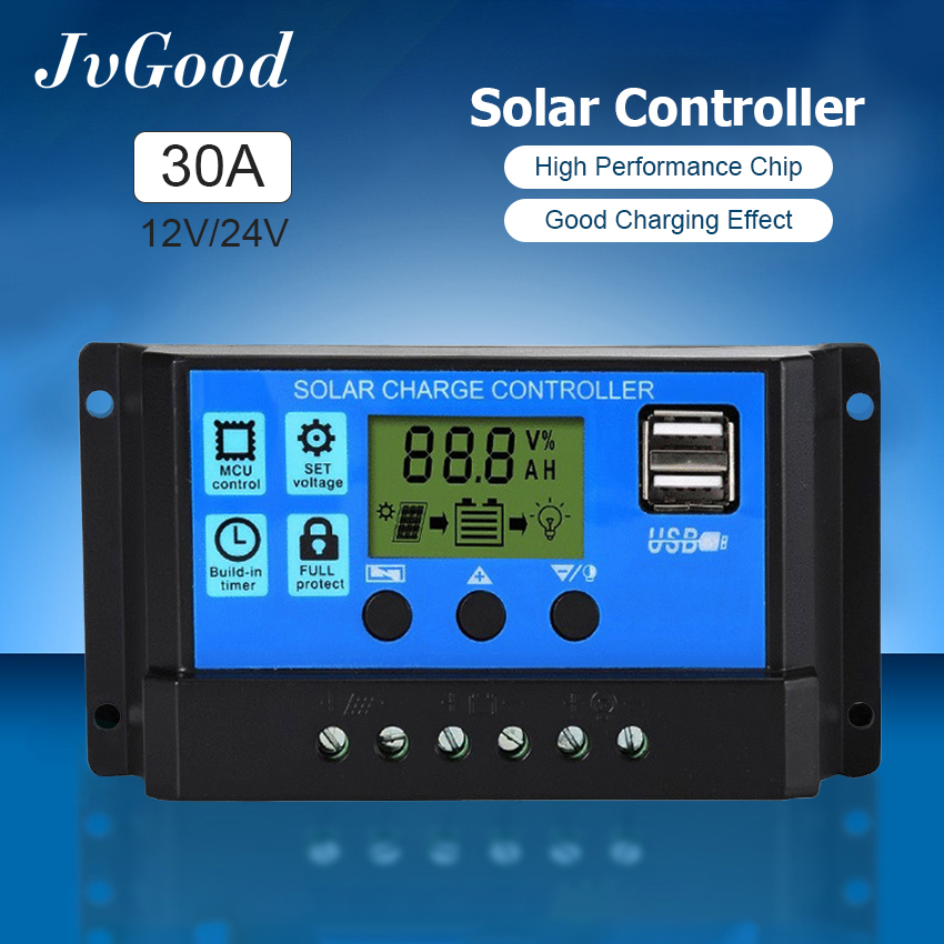 JvGood Điều khiển sạc pin năng lượng mặt trời,Bộ điều khiển sạc năng lượng mặt trời,sạc pin mặt trời,điều khiển xạc pin mặt trời 30A 12V 24V