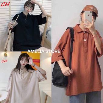 Áo polo nam nữ UNISEX tay lỡ from rộng- áo thun cộc tay có cổ chất cotton, áo phông polo nam nữ, áo thun dáng rộng đi học đi chơi trẻ trung năng động, áo polo cổ đức thời trang hàn quốc, AMELIA