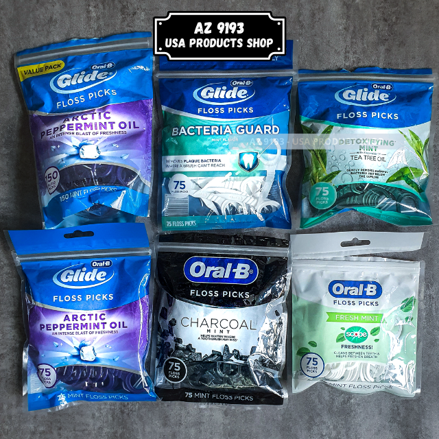 Tăm Chỉ Nha Khoa Glide 75 tăm, 150 tăm, hương bạc hà, hàng mua tại Mỹ, Tăm Nha Khoa của Glide và Oral B cùng sản xuát loại bỏ mảng bám bởi chỉ nha khoa oral b, giúp ngừa sâu răng hiệu quả - AZ 9193