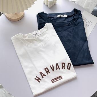 Áo Phông Chữ HARVARD 3158 Dáng Rộng Tay Lỡ Không Dãn Basic by Gem Style