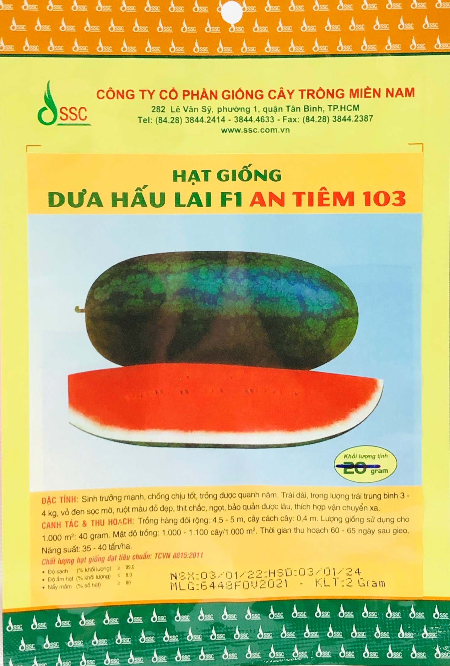 Hạt Giống SSC – Dưa Hấu Lai F1 An Tiêm 103