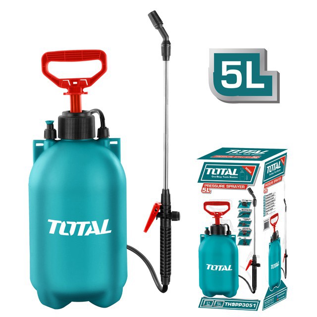Bình xịt 5l total thspp3051 bình tưới cây dung tích bình 5l, có van an toàn, cần xịt thép không gỉ, vòi xịt nhựa