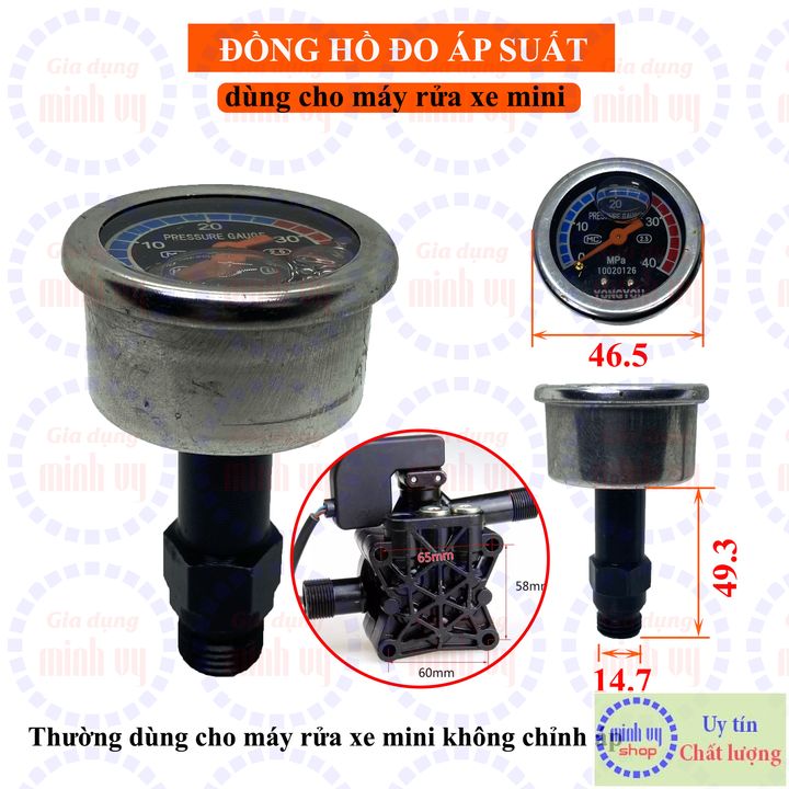 Đồng hồ đo áp lực máy rửa xe mini - phụ kiện máy rửa xe cao áp