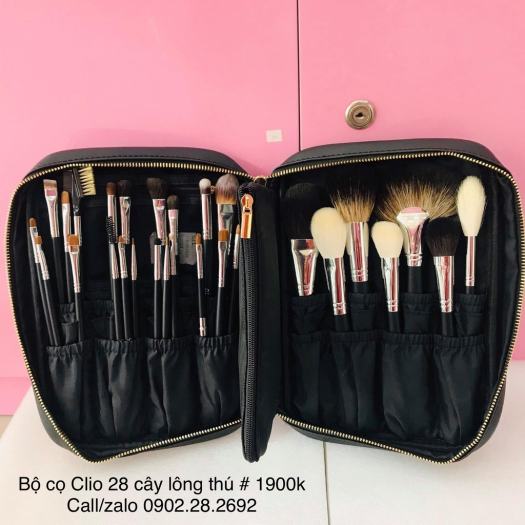 Bộ Cọ Clio 28 Cây Lông Chồn Bao Da Khóa, Bộ Cọ TRang Điểm Chuyển Nghiệp ( ảnh thật)