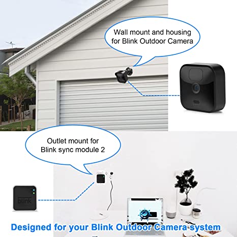 All-New Blink Outdoor Camera Housing and Mounting Bracket, 3 Pack Protective  Cover and 360 Degree Adjustable Mount with Blink Sync Module 2 Outlet Mount  for Blink Camera Security System (Black)